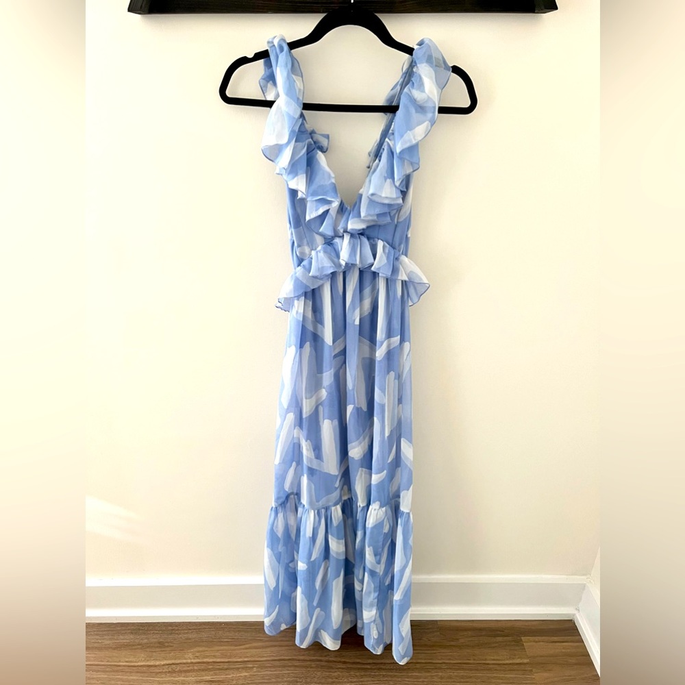 Abercrombie & Fitch Blue and White Ruffle Dress